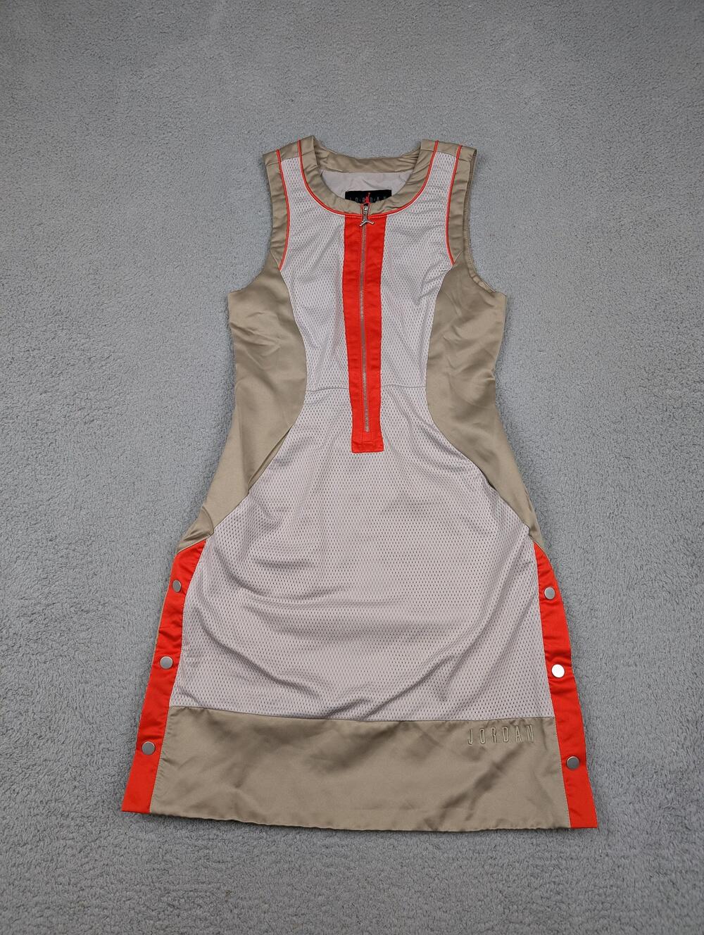 Jordan Dress Womens XS Tan Orange Mesh Zip Front Side Snaps Jumpman DD7087-247